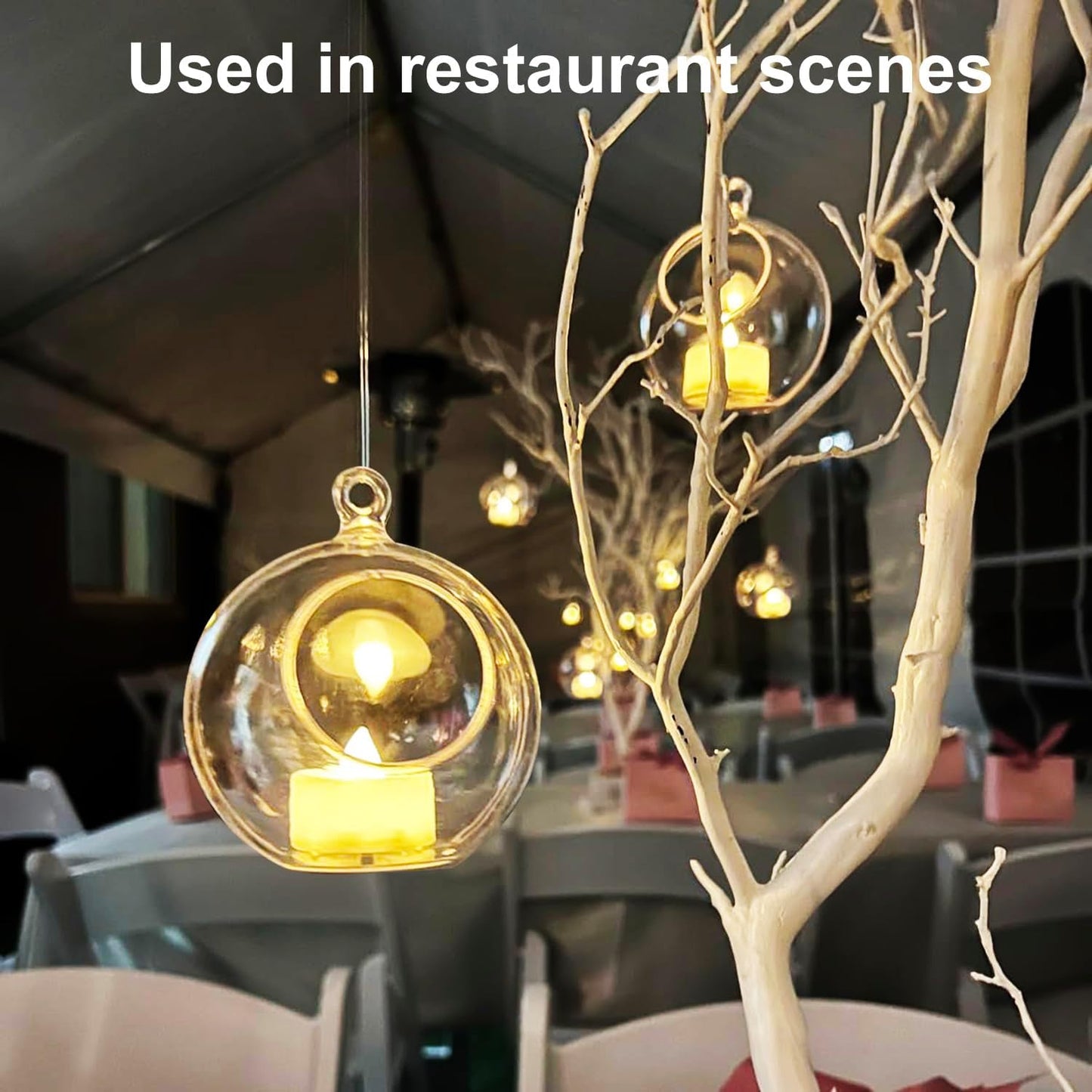 20 Pcs 4.72 Inch Tea Lights Hanging Glass Globes Orbs, Clear Hanging Candle Holder, Tealight Candle Holder for Wedding, Christmas, Party, Centerpiece Accessory and Home Decor by KUKLIPJIM.