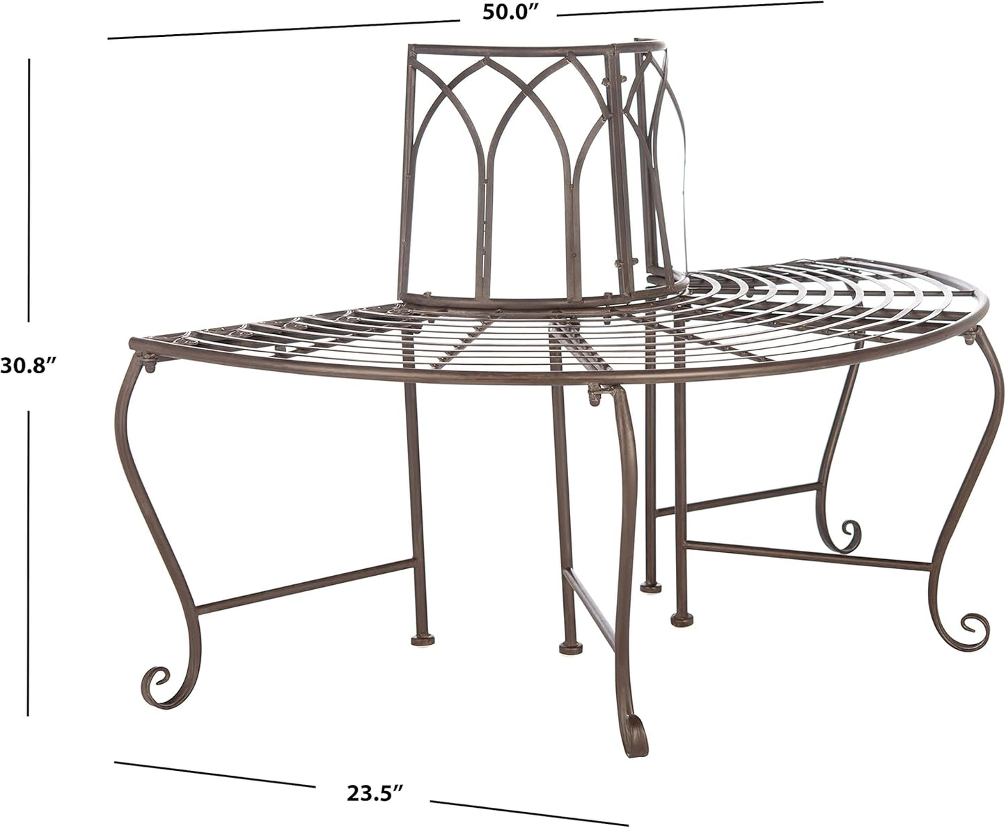 SAFAVIEH PAT5018B Outdoor Collection Abia Rustic Brown Wrought Iron 50-inch Tree Bench