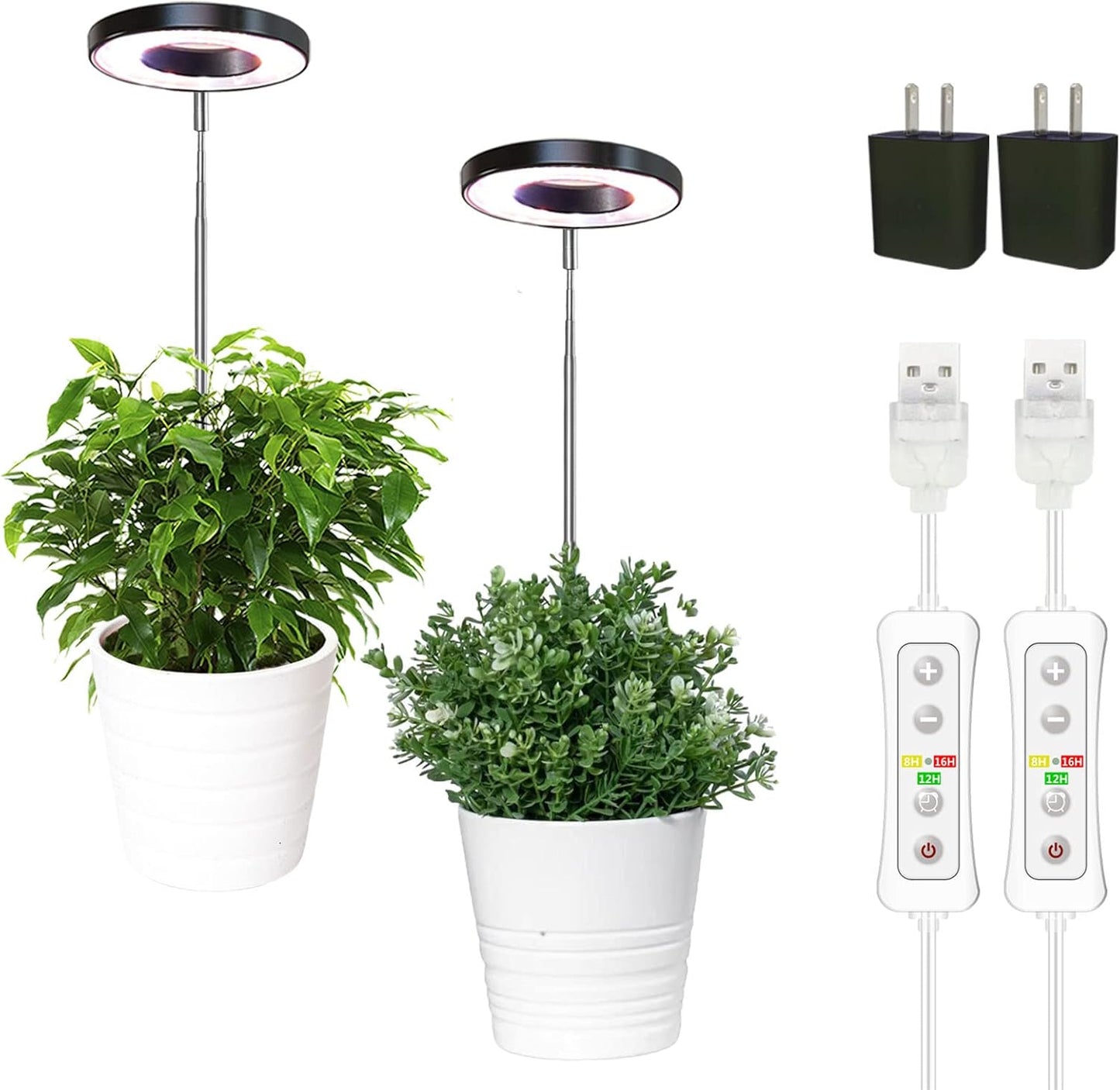 yadoker Plant Grow Light, LED Growing Light Full Spectrum for Indoor Plants,Height Adjustable, Automatic Timer, 5V Low Safe Voltage,Idea for Small Plant Light