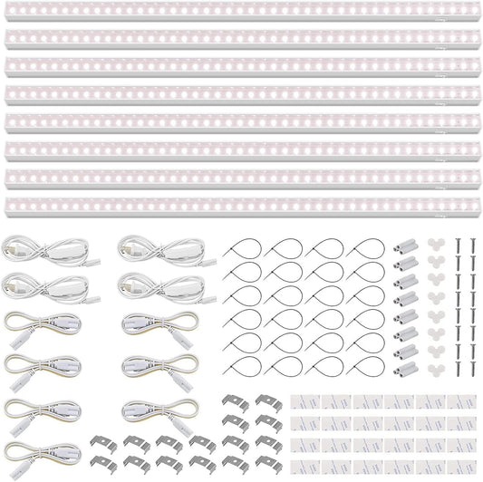Barrina T5 Grow Light, Full Spectrum LED Grow Lights for Indoor Plants, 3ft 128W (8 x 16W, 800W Equivalent) Plant Light, Grow Lights for Seed Starting, Plug and Play, Pinkish White, 8-Pack