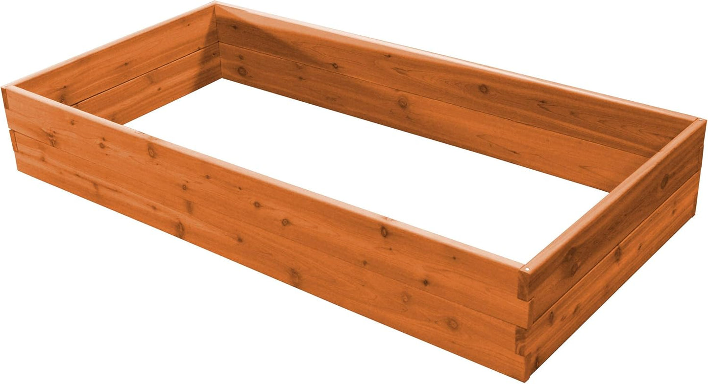 Red Cedar Wood Raised Vegetable Garden Bed - Amish Made in USA (11" Double Raised Bed, Cedar Stain)