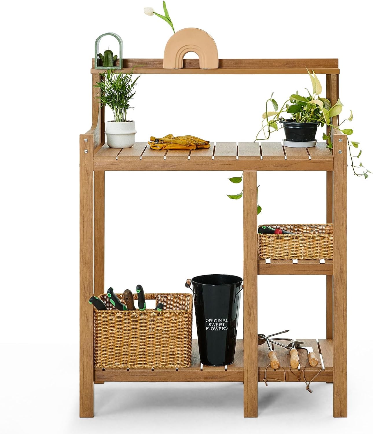 LMP HDPS Potting Bench Table, Potting Bench, Potting Benches for Outside, 50’’x17.5x37.5' (LxWxH) All Weather Potting Table Work Station for Outside Gardening, Wooden Like