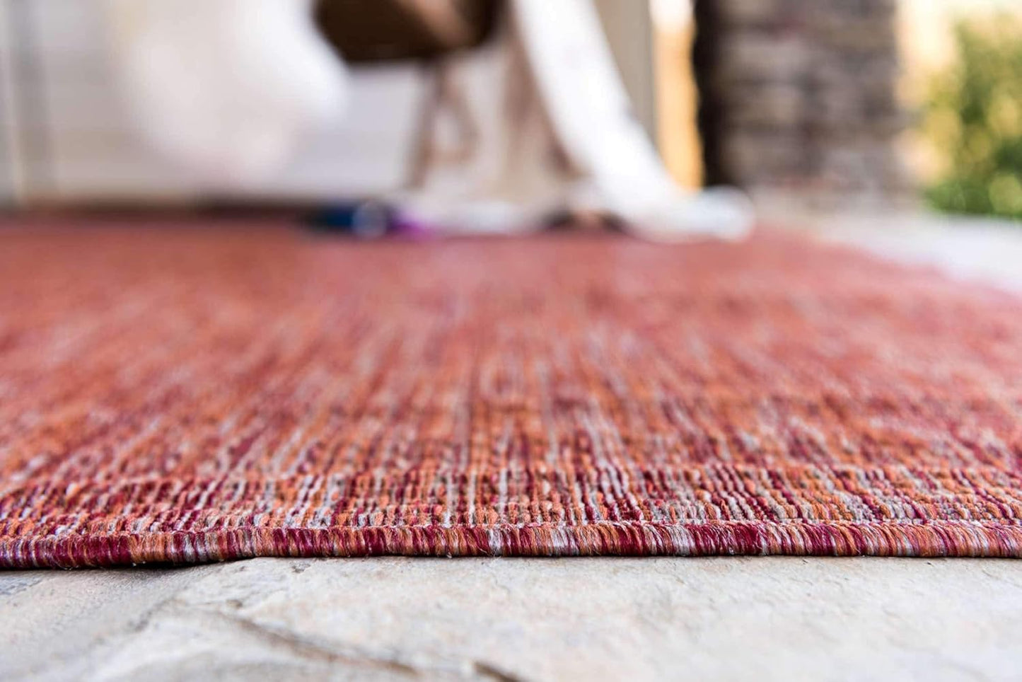 Unique Loom Collection Casual Transitional Solid Heathered Indoor/Outdoor Flatweave Area Rug (4' 1" x 6' 1" Rectangle, Rust Red/Beige)