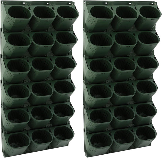 Vertical Wall Planter, Stackable Wall-Mounted Planter Indoor Outdoor w/36 Plastic Pots Living Wall Garden w/36 Non-Woven Fabrics Vegetable Hanging Pocket Holder Flowerpot (Army Green)