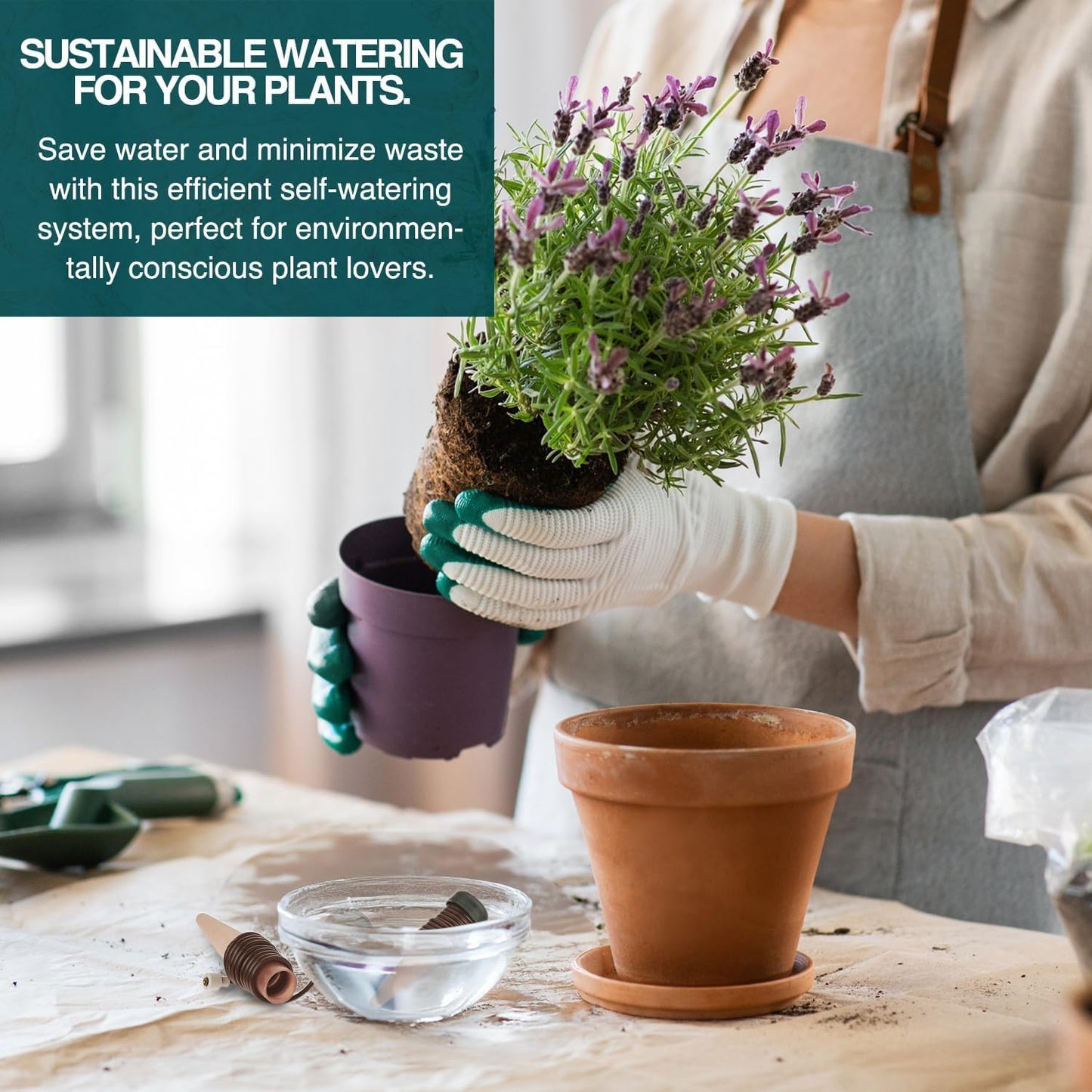 Blumat Classic Plant Watering Stakes with Adapter - Self Watering Planter Insert for Pots - Automatic Plant Waterer & Plant Accessories (5 Pack)