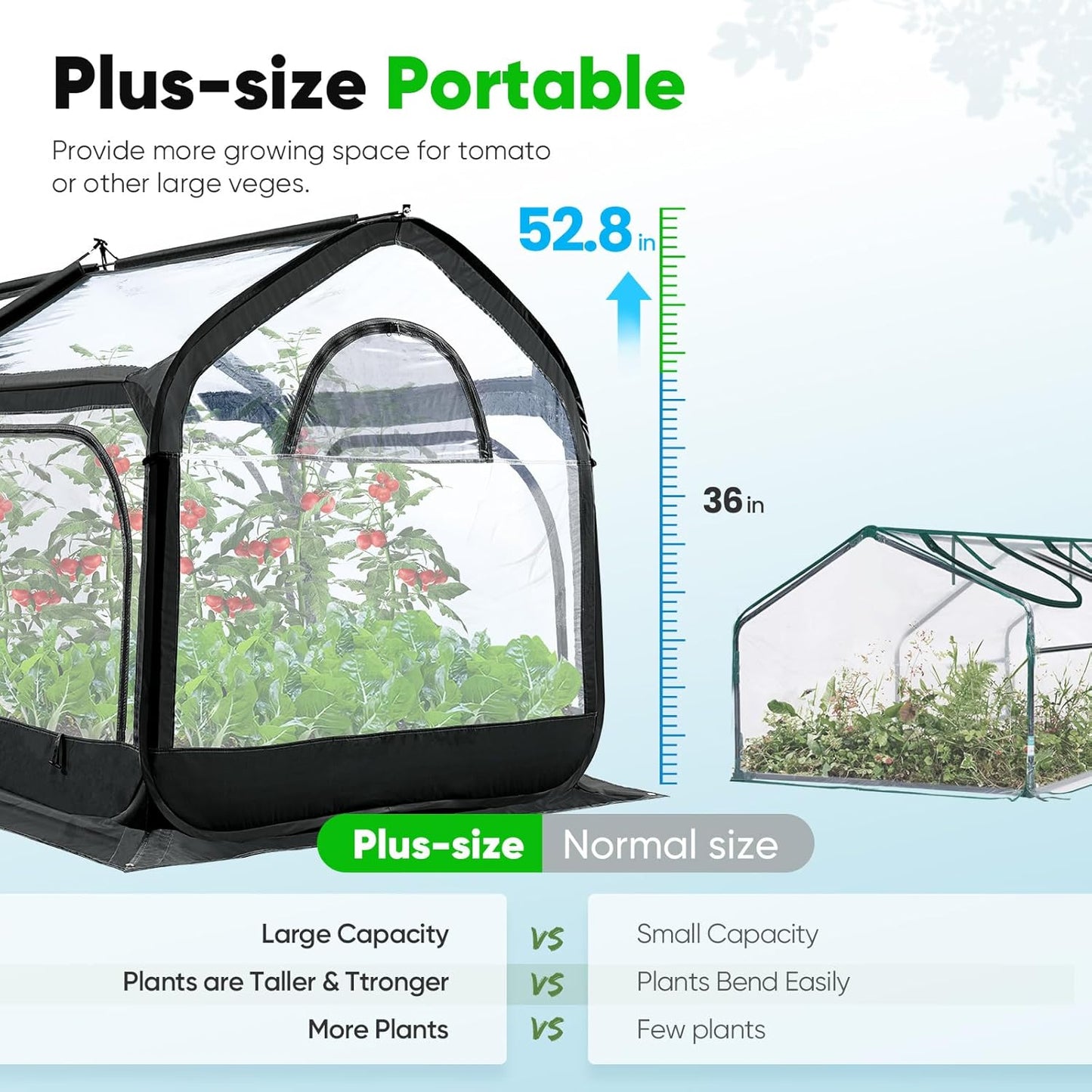 Quictent Premium Greenhouse with Screen Window, Portable Fast-up Plant Greenhouses for Outdoors with Heavy Duty Pop-up Fiberglass Frame Durable Waterproof Cover, 98.4x49.2x52.8 Inch, Black