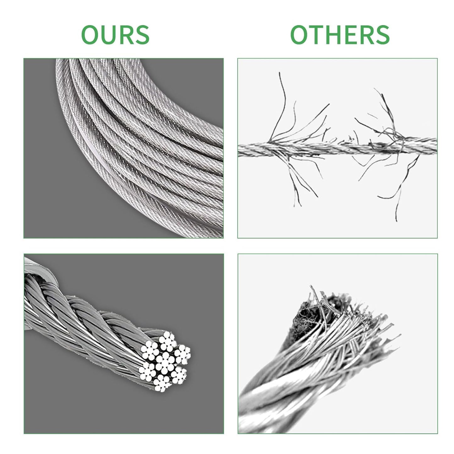 3/38" Wire Cable Rope Kit ，Vinyl Coated 304 Stainless Steel Wire – 100FT 7x7 Strand Cable with Turnbuckles，String Lights Hanging Kit for Outdoor, Garden,Patio, Crafts, Hanging Lights