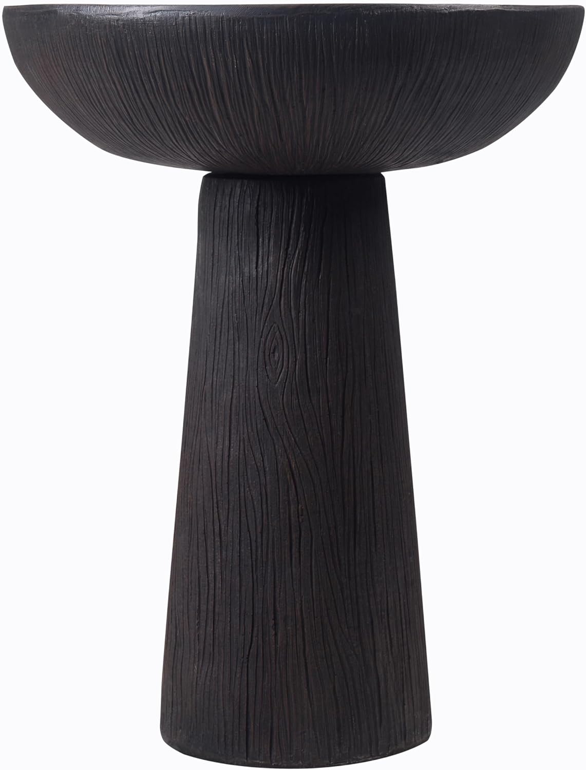 Bird Bath for Outdoor - 26'' Tall Resin Natural Wood Pattern Designt Birdbaths, Lightweight and Durable - Enhance Your Outside Garden with This Stunning Water Feature (Wood Grain)