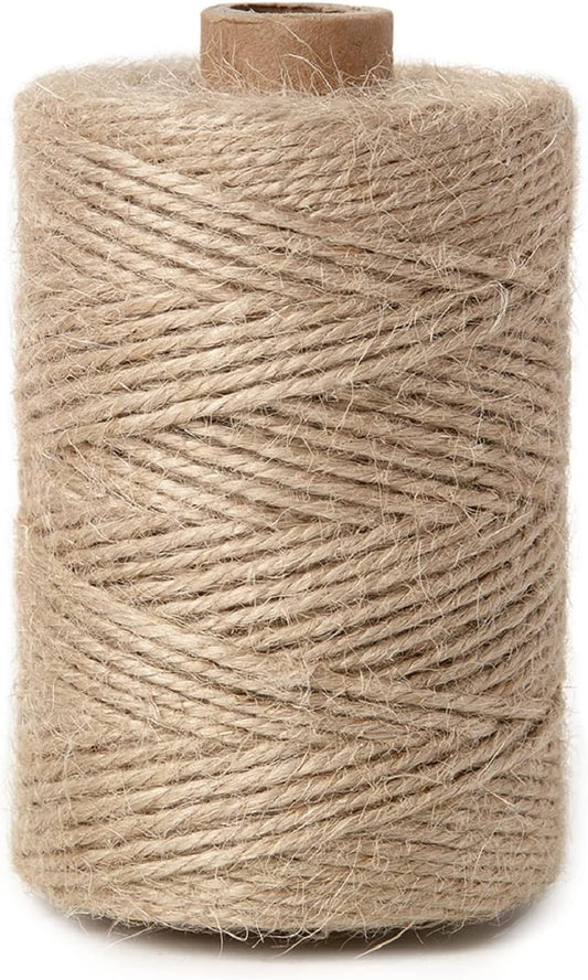 1mm 328 Feet Natural Jute Twine, for Crafts Gift, Craft Projects, Wrapping, Bundling, Packing, Holiday Packaging Twine, Gardening and More, Jute Rope to Use Around The House and Garden