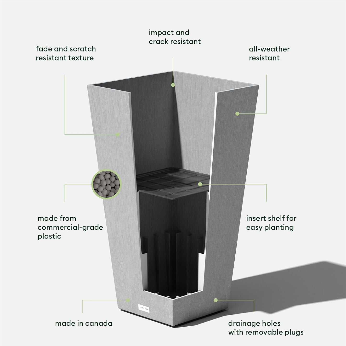 Veradek V-Resin Indoor/Outdoor Taper Planter (30 inch, Grey)