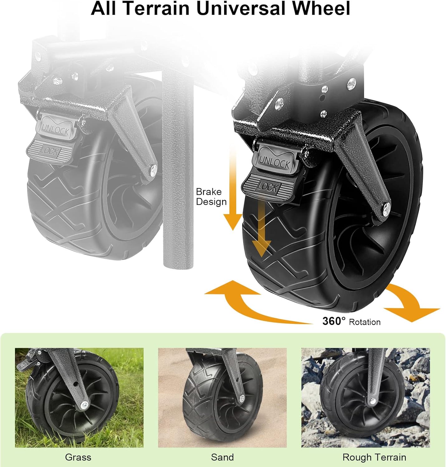 LUXCOL Collapsible Folding Wagon, Heavy Duty Utility Beach Wagon Cart for Sand with Big Wheels, Adjustable Handle&Drink Holders for Shopping, Camping,Garden and Outdoor Dark Blue