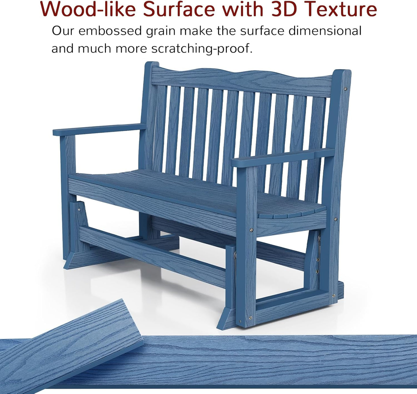 Stoog Outdoor Glider Benches Set of 2, Weatherproof Glider for Porch, Never Fade or Rot, Blue