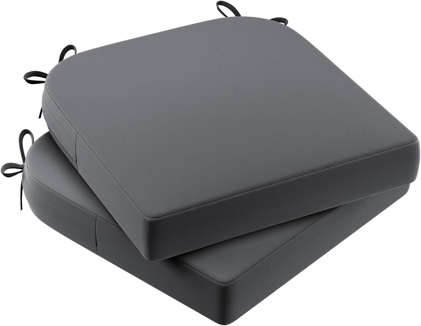 AAAAAcessories Outdoor Seat Cushions for Chairs, Waterproof, Fade-Resistant Patio Furniture Replacement Cushions, 17" x 16" x 2", Set of 2, Dark Gray