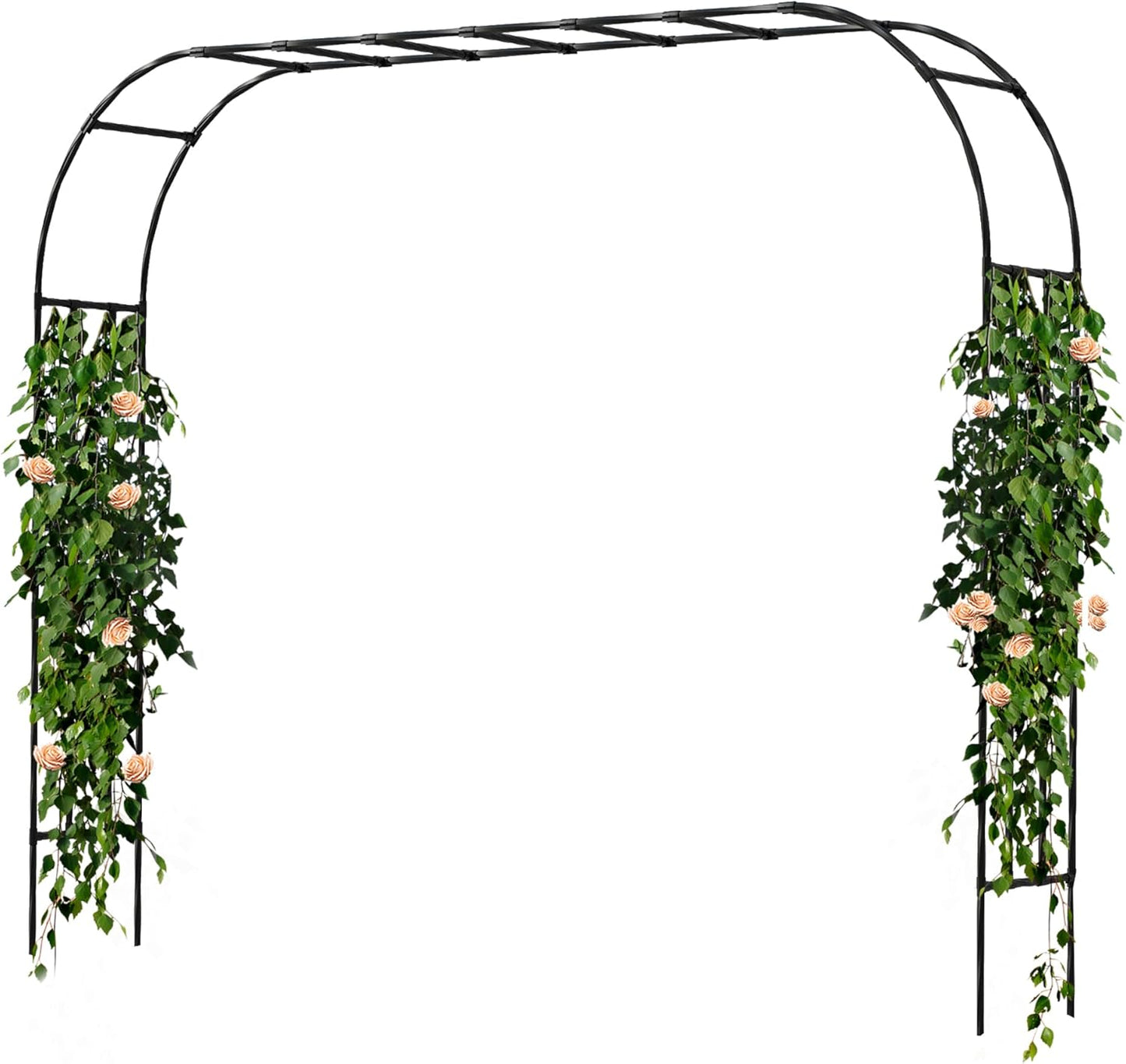 Garden Arch Trellis, Trellis Arch for Climbing Plants Outdoor, 10.5 x 7.9FT Metal Full Garden Arbor, Trellises for Patio Lawn Backyard, Large Garden Archway Decoration Black 126" x 94.5in