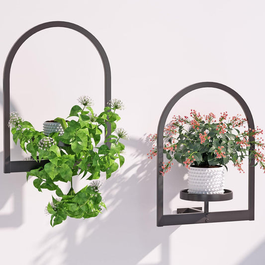 Wall Plant Holder, Wall Planter for Indoor Plants, Window Plant shelves for Multiple Plants Indoor Outdoor, Framed Plant Holder for Home Decor (2 Pack)