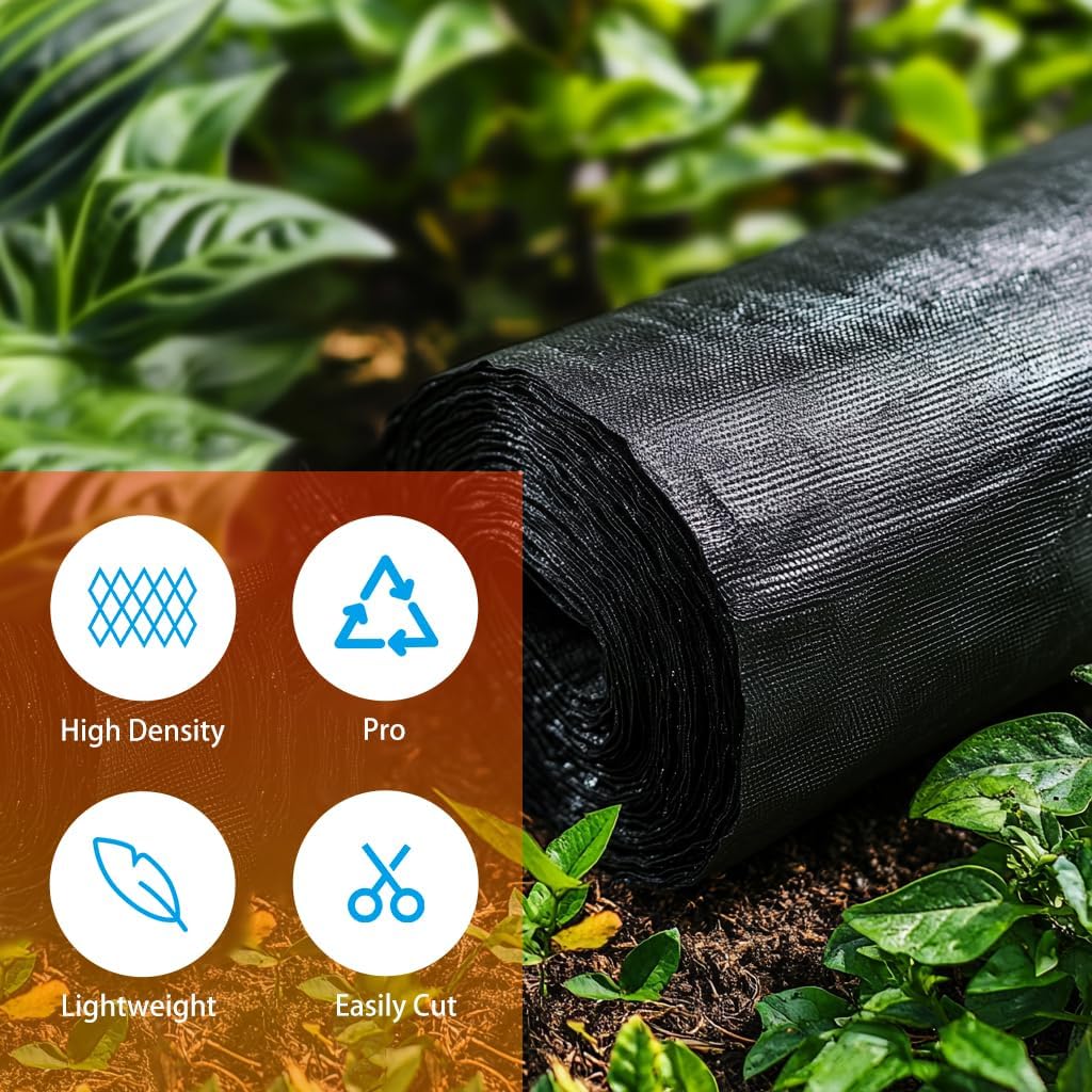 LIUJIAYI 2.4oz-8FTx300FT Weed Barrier Landscape Fabric - Durable Weed Block Gardening Ground Cover Mat, Woven Geotextile Fabric for Underlayment, Commercial Driveway Stabilization, Weed Control Cloth