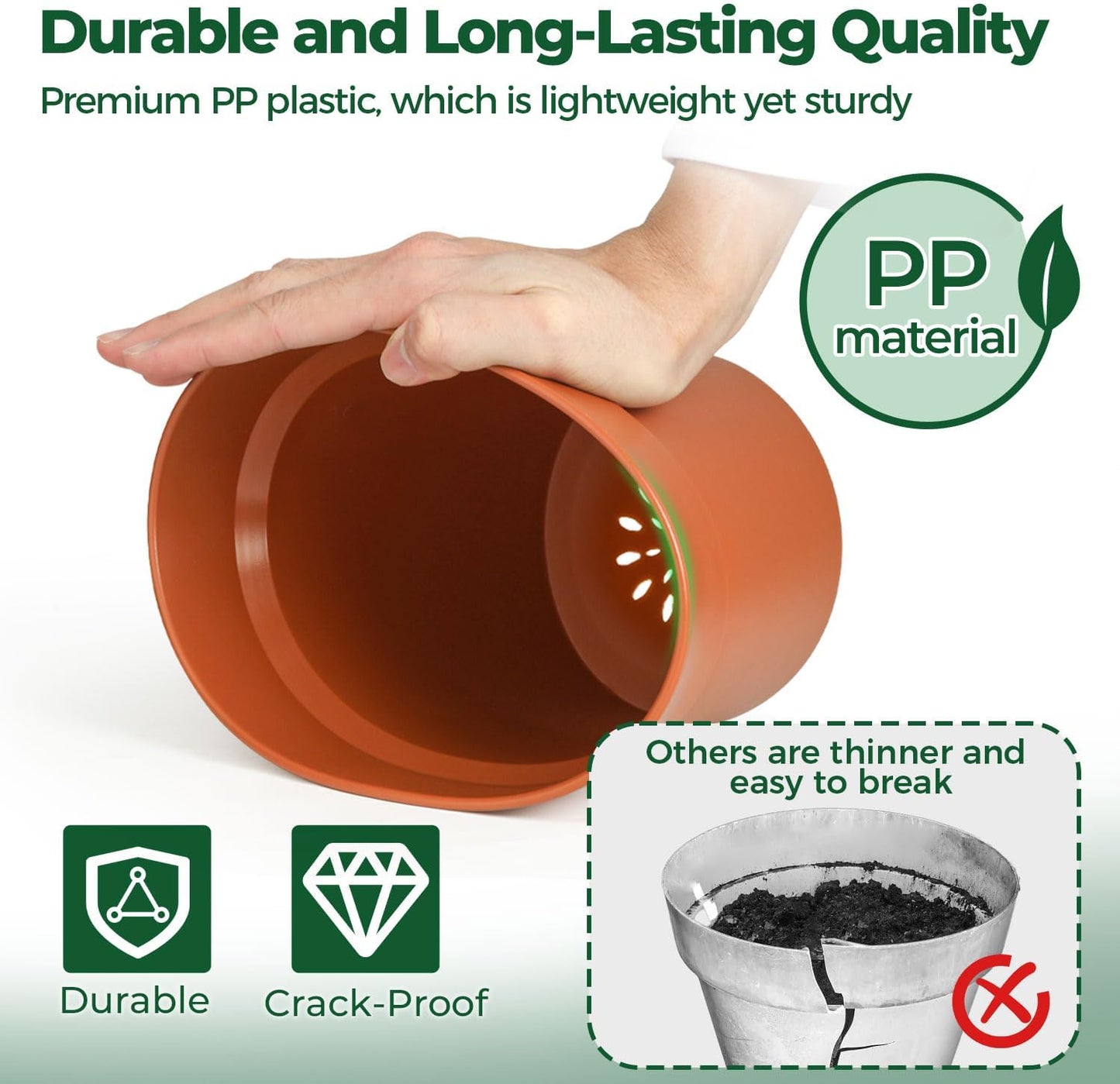 T4U 4 Inch Plant Pots 8-Pack, Small Flower Pots with Drainage Hole and Saucer, Decorative Nursery Pot Bulk for African Violet, Snake Plant, Succulent, Herb and Plants Indoor (8 Pcs 4" Pots)