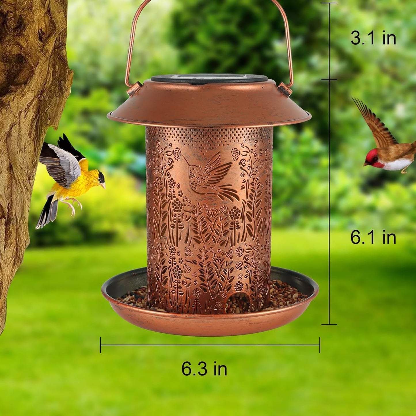2 Pack Bird Feeders for Outdoors Hummingbird Garden Decor Gifts for Women Mom Grandma Solar Lanterns Outdoor Waterproof Metal Solar Decoration OutsideLED Lanterns for Yard, Patio, Lawn, Pathway