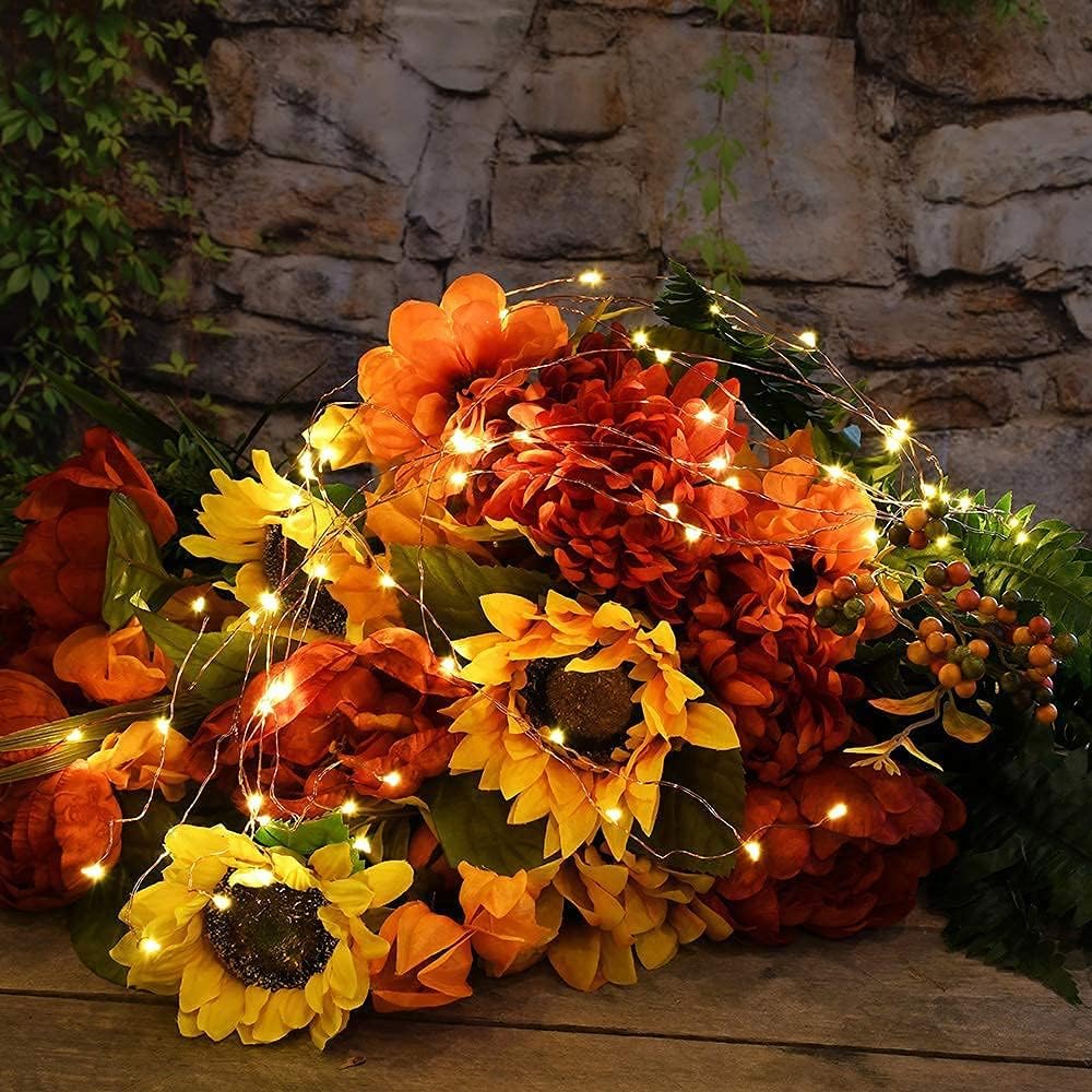 2 Pack Solar Powered Fairy String Lights Outdoor Waterproof 8 Modes Twinkle Christmas Decorations Lights, Each 33ft-100LED, 40ft-120LED, 66ft-200LED, 80ft-240LED, (Warm White, 66)