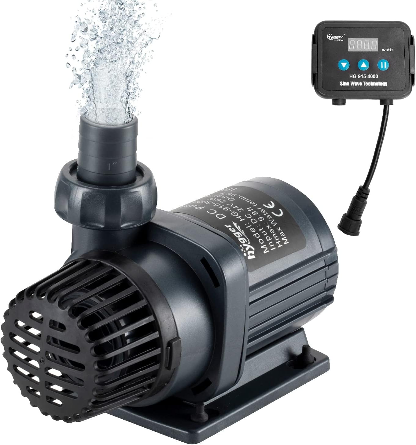 hygger 1060GPH Quiet Submersible and External 24V Water Pump, with Controller (30%-100% Settings), Powerful Return Pump for Fish Tanks, Aquariums, Ponds, Fountains, Sump, Hydroponics (33W, 13.1ft)