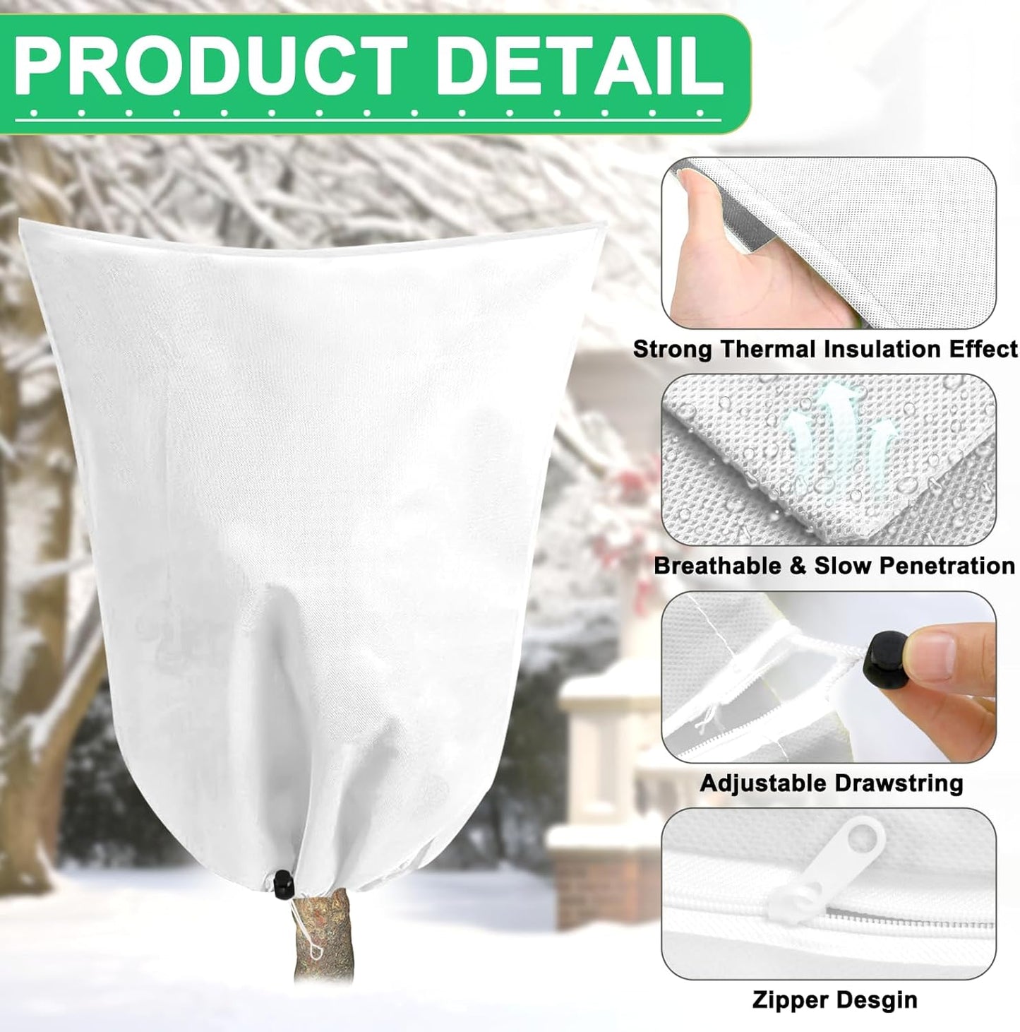 DQS 4 Pack Plant Covers Freeze Protection, 31.4" x47.2" Winter Frost Protection Blankets Frost Cloth,Suitable for Outdoor Winter Frost, Cold Weather, shrubs, Trees, Jackets, and coverings