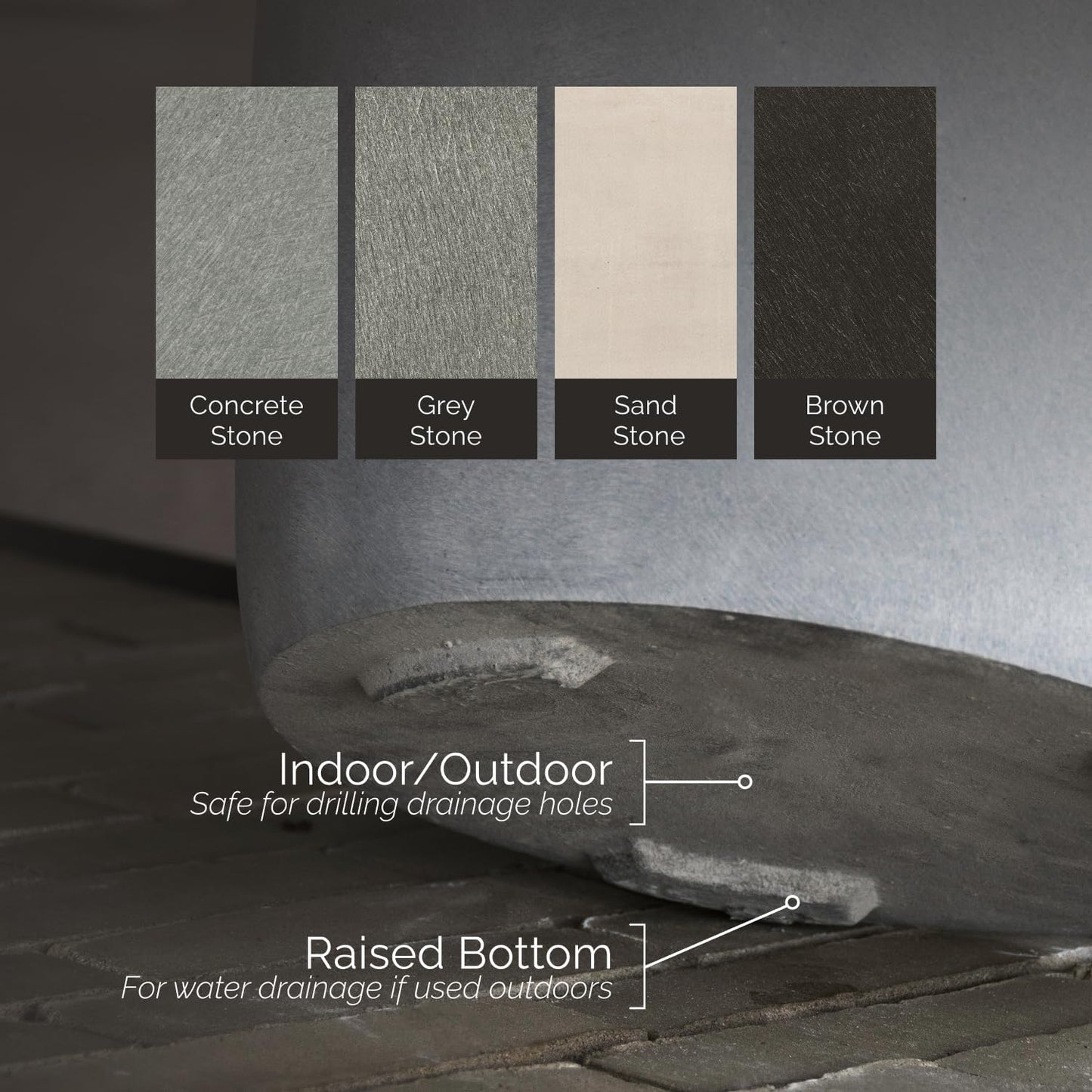 Orbo Large Planter – Fiberglass Indoor/Outdoor and Weather-Resistant Globe Planter (Grey Stone, 35.4" D x 31.3" H)