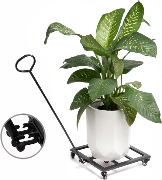 Heavy Duty Plant Cart with Wheels - 16" Square Plant Stand with Locking Casters, 200lbs Capacity - Indoor Outdoor Metal Plant Rack on Rolling Dolly