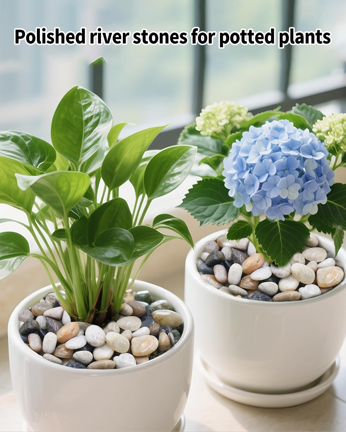 6lb Natural Polished River Rocks - 5/16-5/8 Inch Decorative Stones for Plants Garden Landscaping & Outdoor Decor Small Smooth Pebbles for Indoor/Outdoor