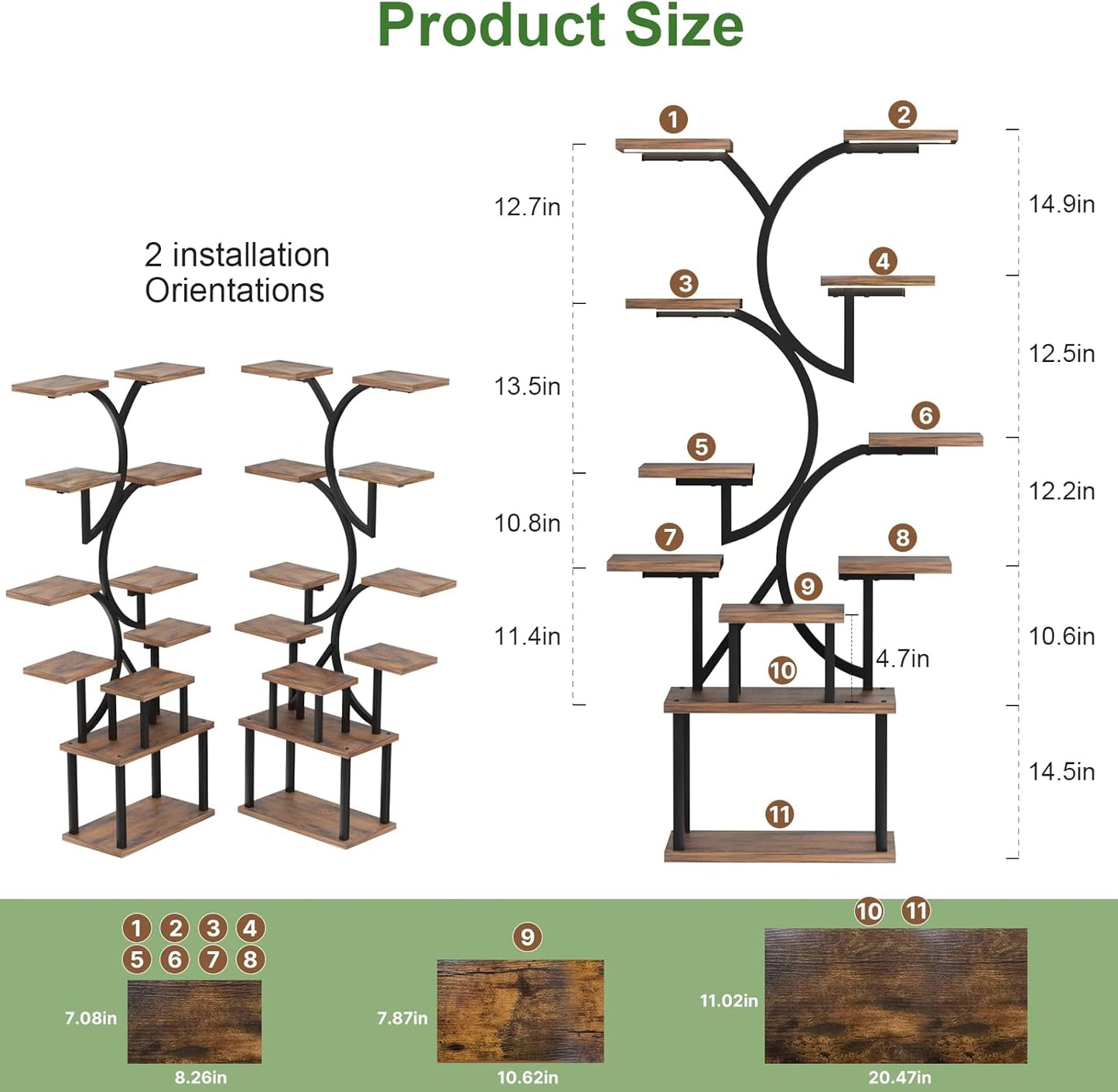 65" Tall Plant Stand Indoor with Grow Light - 11 Tier Tall Metal Shelf for Multiple Potted Plants,Space-Saving Indoor Plant Rack ,Corner Flower Plant Holder for Living Room, Patio