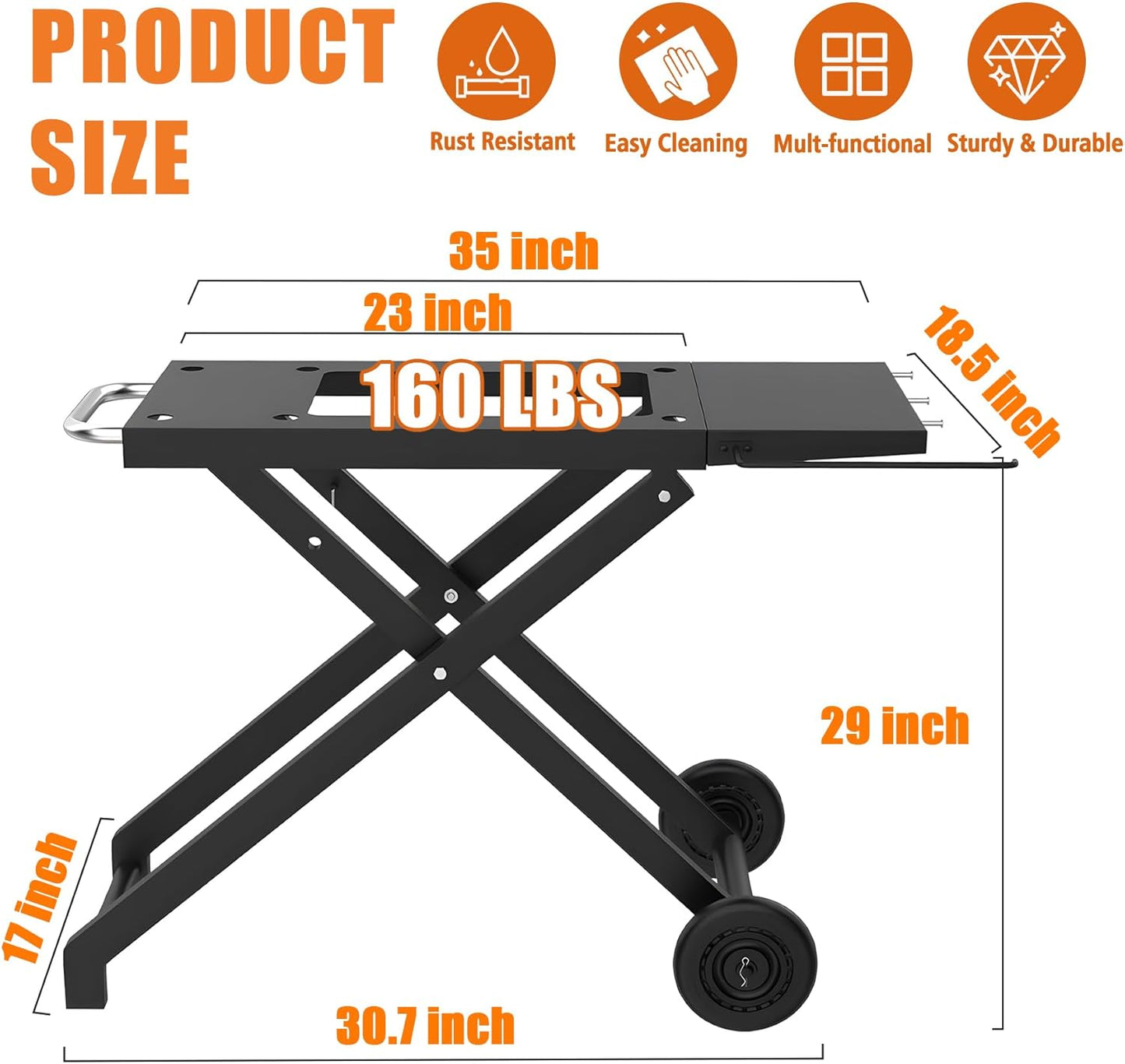 KEESHA Foldable Grill Stand for Blackstone 22'' and 17'' Griddle 1814 1971 1832 1666 1840, Portable Grill Cart Table for Outdoor and Indoor with Wheels