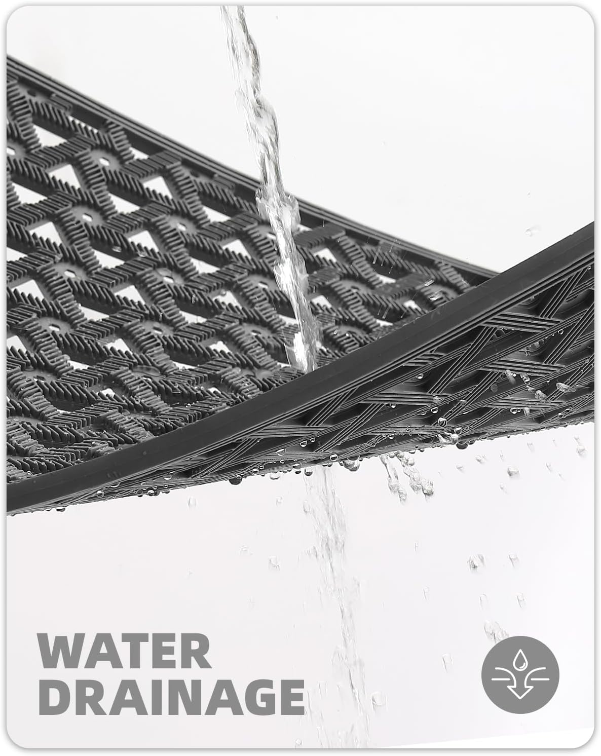 Color&Geometry Door Mat Outside Entrance with Drainage, Rubber Heavy Duty Dirt Trapper Waterproof Outdoor Welcome Mat, Outdoor Mats All Weather for Front Back Door Patio Entryway Entry, 24"X36" Grey