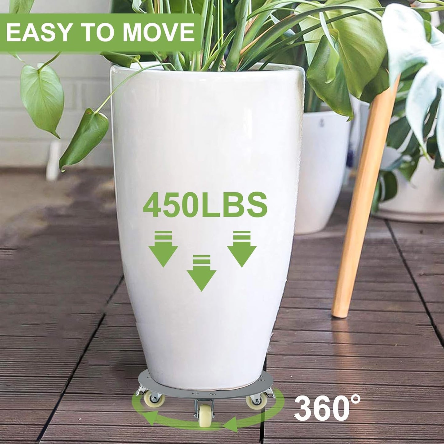 SOMOLUX Plant Dolly with Wheels, Heavy Duty Thick Steel Plant Caddy with Wheels, Rolling Plant Stand Cart with Casters Indoor/Outdoor for Flower Pot Garden Pot Mover 12in Load-Bearing 450Ibs (Gray)