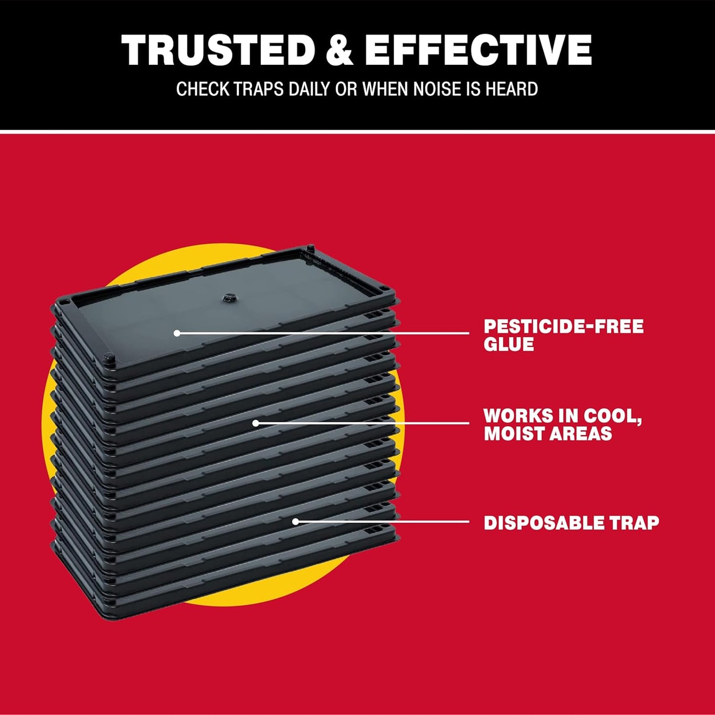 Catchmaster Rat, Snake and Mouse Traps 12Pk, Large Bulk Glue Rat Traps for Home, Adhesive Plastic Tray for Inside House, Snake, Mice, & Spider Catcher, Pest Control for House & Garage