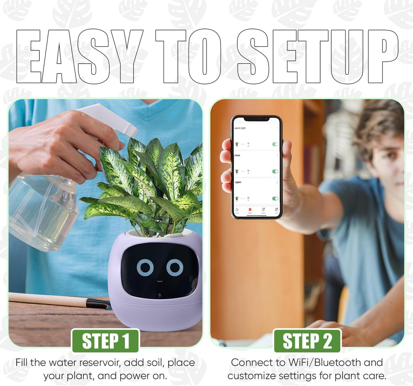 Interactive Plant Pot – Smart Planter, AI Pet Plantagotchi, tamagotchi, Leafypod and Plantiboy, Robot Flower with Feelings, Electric Maceta, Indoor Flowerpot with Water, Digital Gifts (Purple)