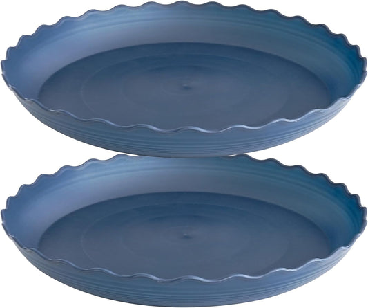 2 Pack of 14 inch Plant Saucer Plant Tray, Plastic Plant Saucer, Heavy Duty Plant Tray for Pots, Plant Saucers for Indoors Planter, Garden Water Plate Bowls for Gallon Grow Bags (Blue)