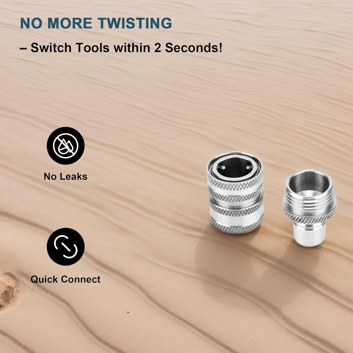 Quick Connect Hose Fittings, Garden Hose Quick Disconnect Set, Universal Fit 3/4 Inch GHT Stainless Steel, Water Hose Connector, 3 Pack