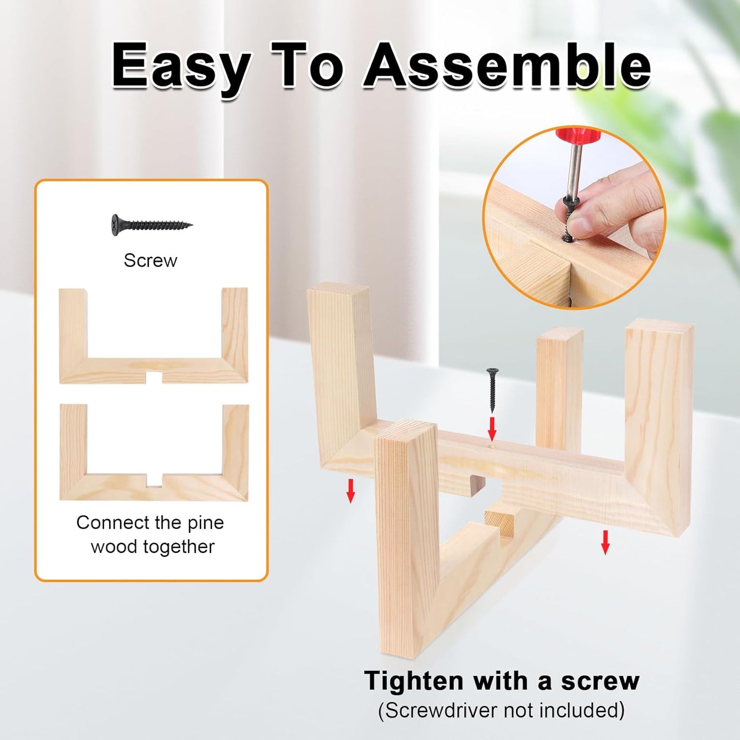 Plant Stand, Indoor/Outdoor Wood Plant Holder, Single Flower Pot Stand, Sturdy Planter Stand, Fit 5-9 Inch Pots