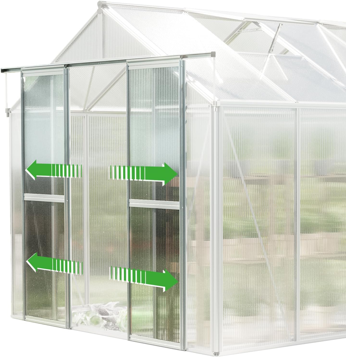 Greenhouse Saphir 5 Aluminum Frame 8.5 x 10.6 ft with Approx. 6 mm Polycarbonate Panels