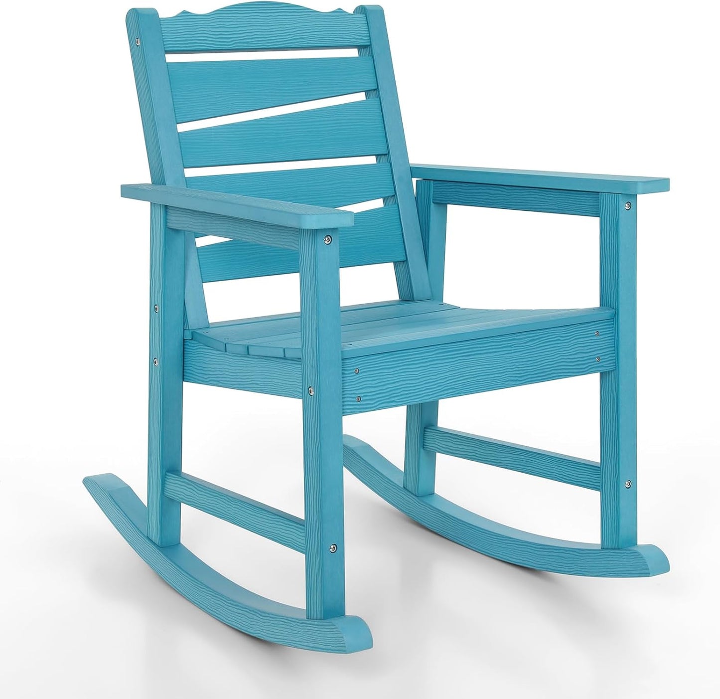 Patio Rocking Chair, Weatherproof HIPS Outdoor Rocking Chair for Adults, 400LBS Support Heavy Duty Porch Rocking Chairs for Garden, Lawn, Backyard, Outdoor and Indoor (Lake Blue)