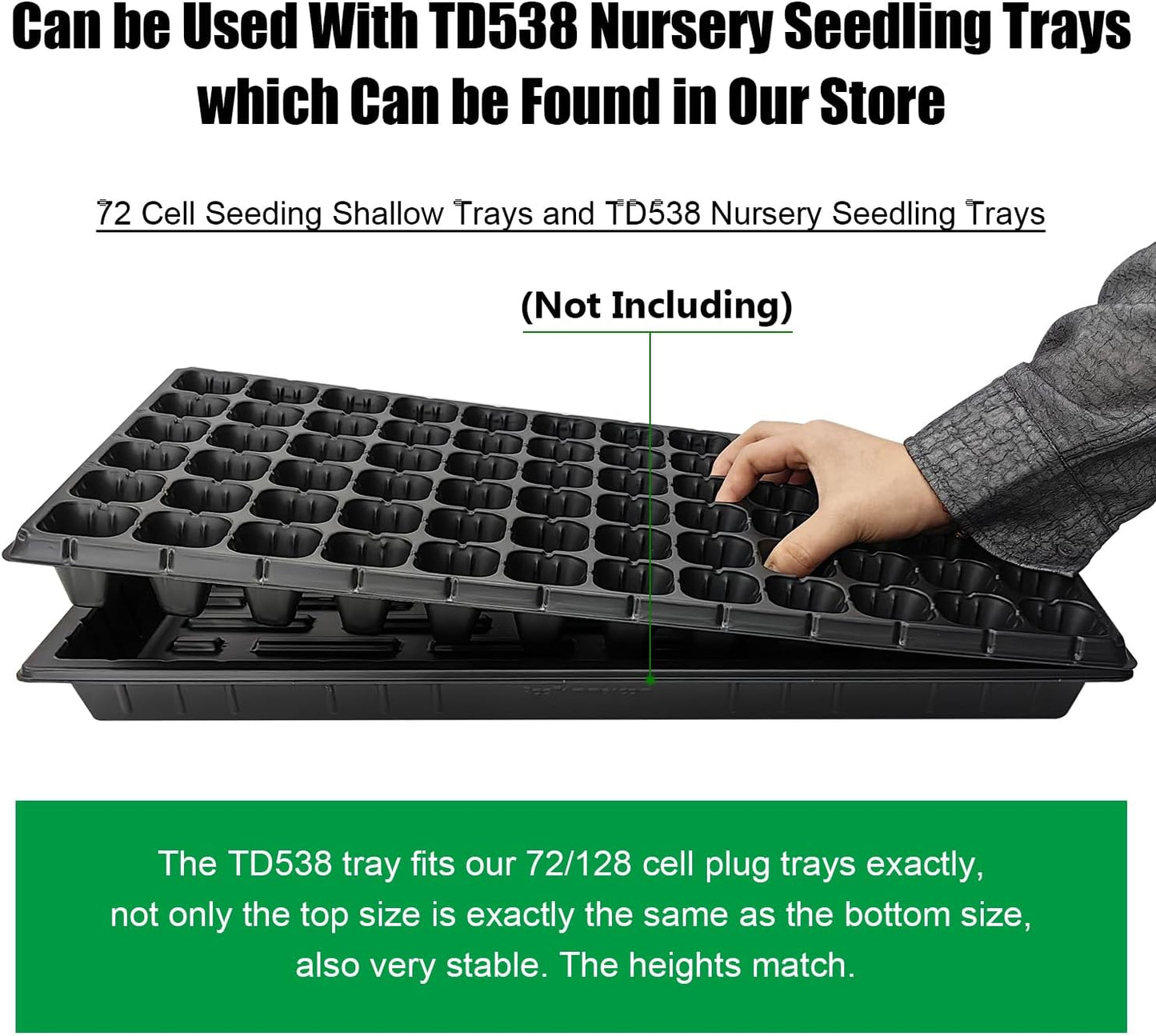 72 Cell Seed Trays, Thick Durable 72 Cell Plug Tray Seedling Plastic Nursery Tray for 1020 Flat Germination (10-Pack, 21"×11", 1.81" Height, Low)