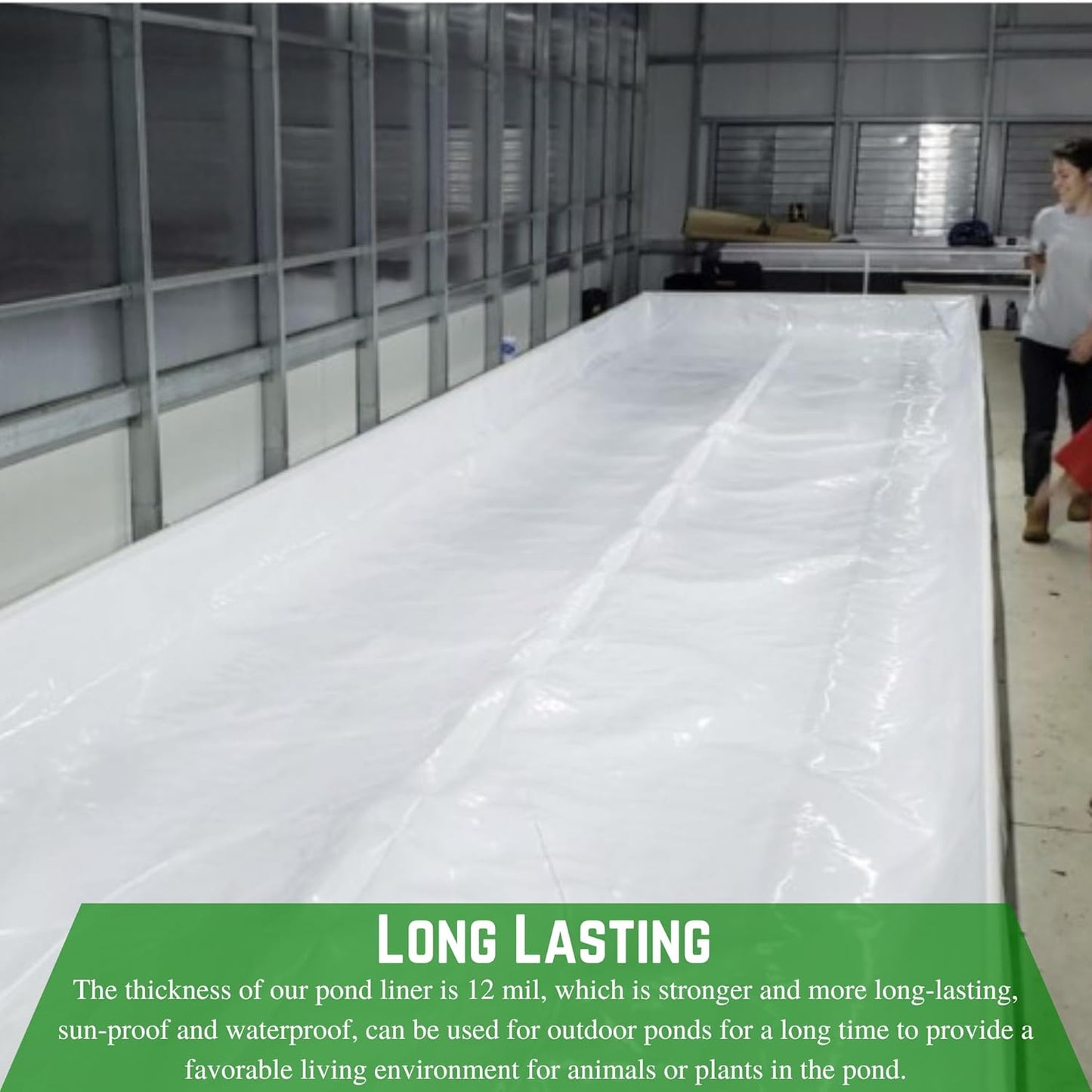 Farm Plastic Supply - 12 Mil String Reinforced Black/White Pond Liner - 12 Mil Fish Pond HDPE Liner, Pond Liners for Outdoor Ponds, Koi Ponds, Garden Fountain, Containment Liner (6' x 80')