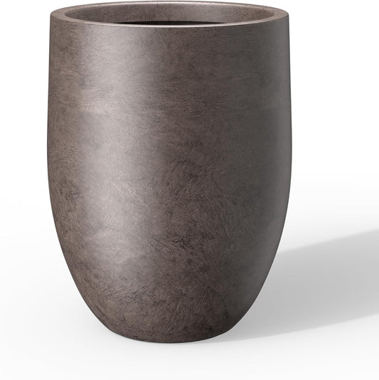Kante Tall Concrete Planter, 21.7-Inch Height Weathered Brown Large Indoor Outdoor Plant Pot with Drainage Hole for Patio Garden Home, Modern Decor for Flowers and Tree
