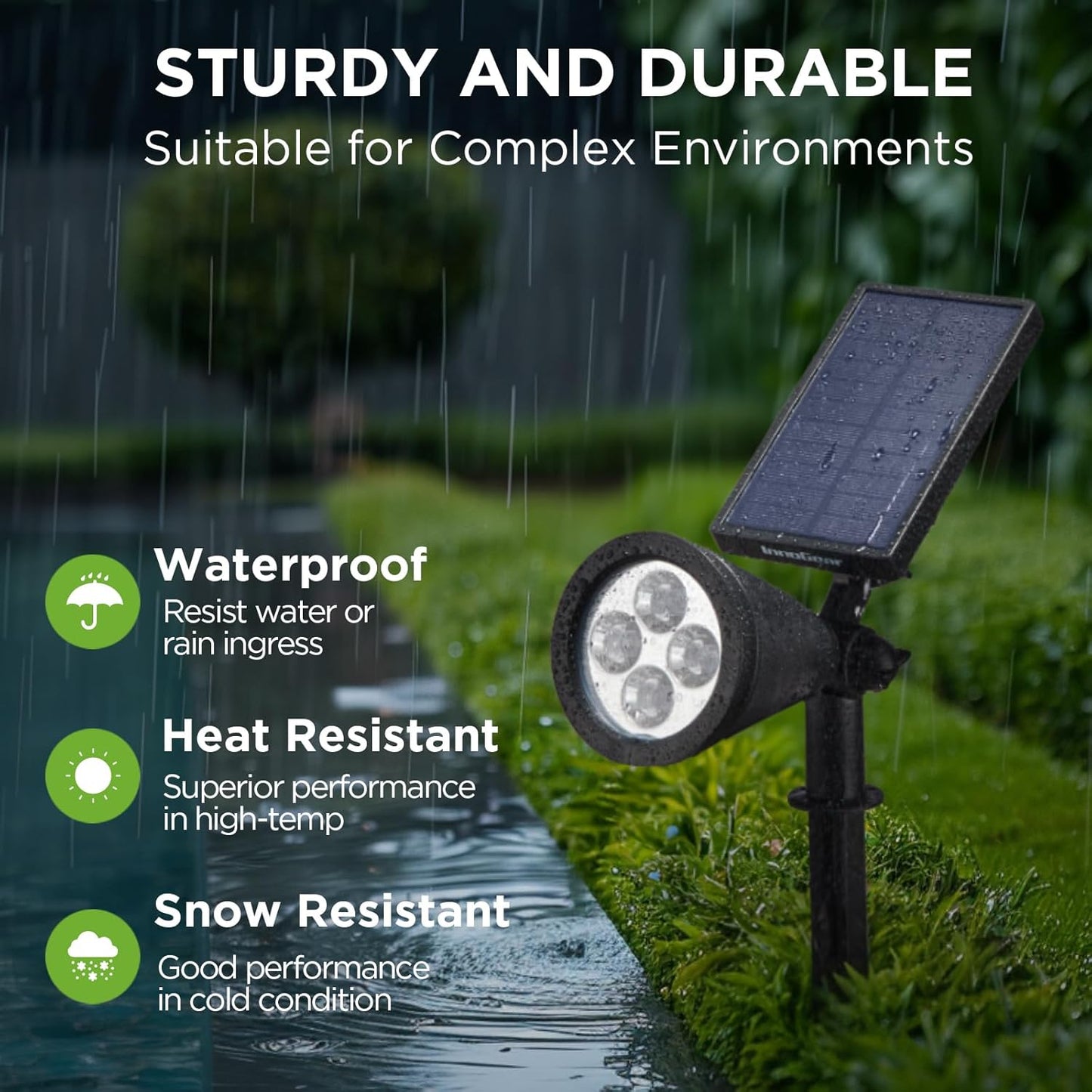 InnoGear Solar Spot Lights, Outdoor Solar Lights Solar Spotlights Flag Pole Light Waterproof Landscape Lighting Outside for Flag Uplighting Backyard Patio Pathway Statue Palm Tree Sign, Warm White