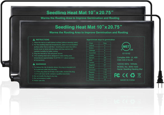 Seedling Heat Mat, 10"x 20.75" Plant Heating Pad for Home Gardening Seed Starting, MET Certified Waterproof Durable Germination Station Heat Mat