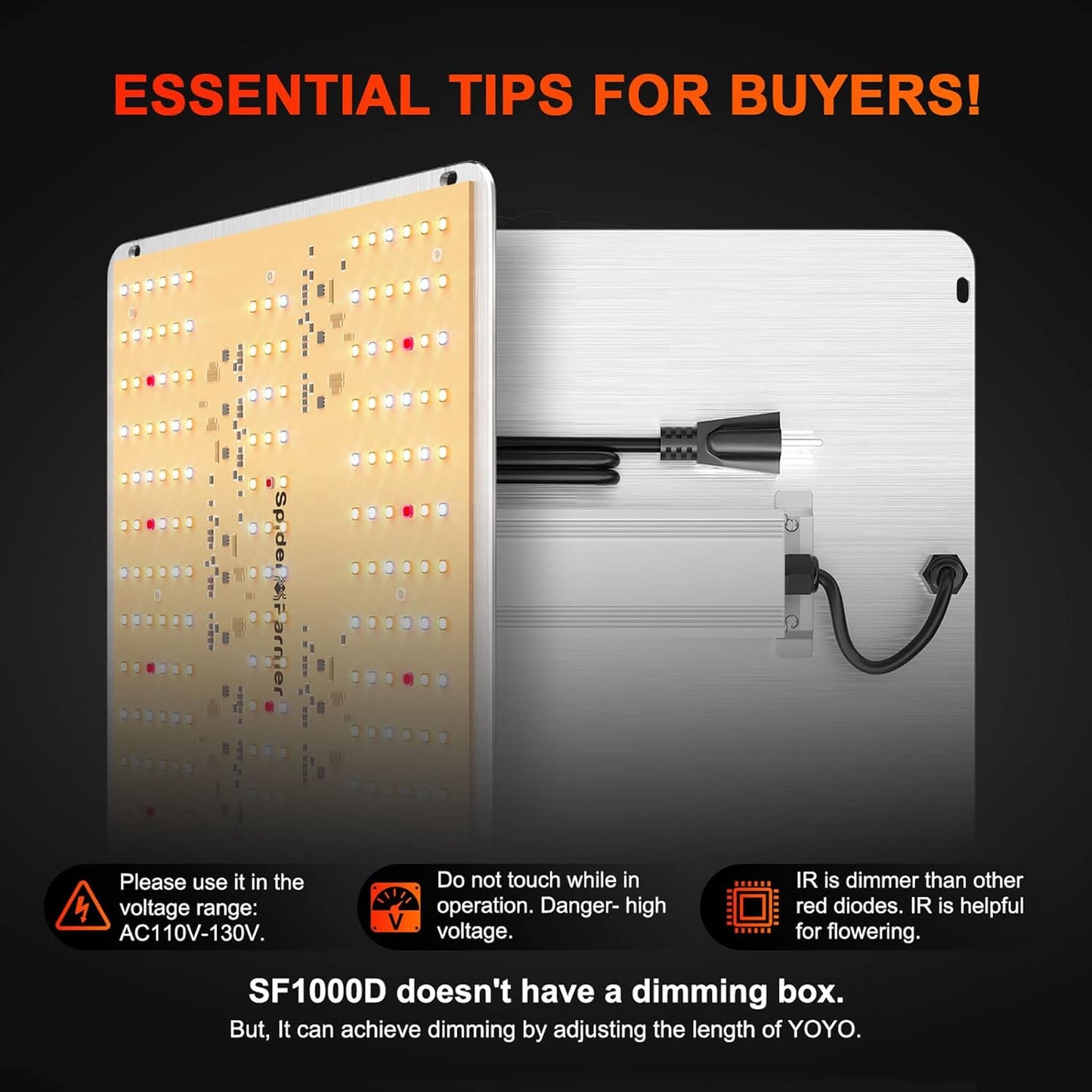 Spider Farmer 2025 SF1000D LED Grow Lights with Samsung LM301B Diodes Full Spectrum Grow Light for Indoor Plants Veg/Bloom Growing Lamps in Grow Tent