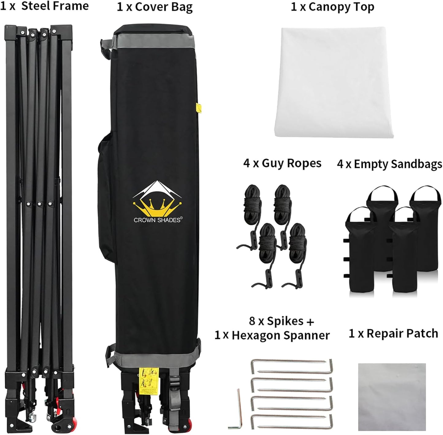 CROWN SHADES 10x10 Pop Up Canopy - Patented Center Lock One Push Instant Outdoor Canopy Beach Tent with STO-N-Go Bag 8 Stakes & 4 Sand Bags，White