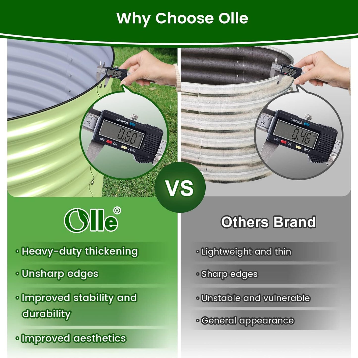 Olle 32" Tall, Raised Garden Beds Outdoor for Vegetables, Round Galvanized Raised Garden Bed, Metal Garden Boxes Outdoor Plater Box, Sage Green