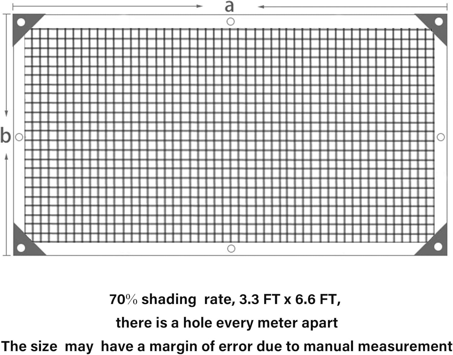 winemana 70% Black Shade Cloth, 3.3 x 6.6 FT Durable Mesh Tarp with Grommets, Resistant Garden Sun Shade Netting with Taped Edge for Plant Cover, Greenhouse, Patio, Tomatoes, Chicken Coop, Barn Kennel
