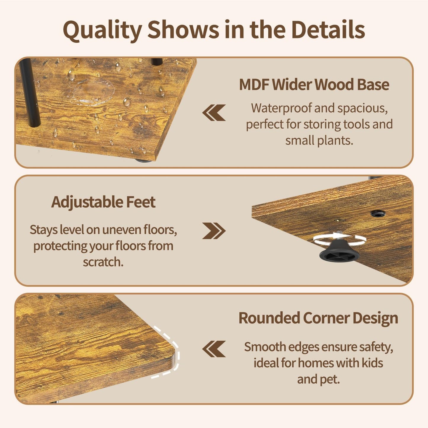 LASZOLA Black 6 Tier Wood Tall Plant Stand Indoor with Grow Lights, Large Heavy Duty Vertical Corner Rack for Multiple Planter, Sturdy Metal Rustic High Flower Shelf Holder Organizer for House Patio