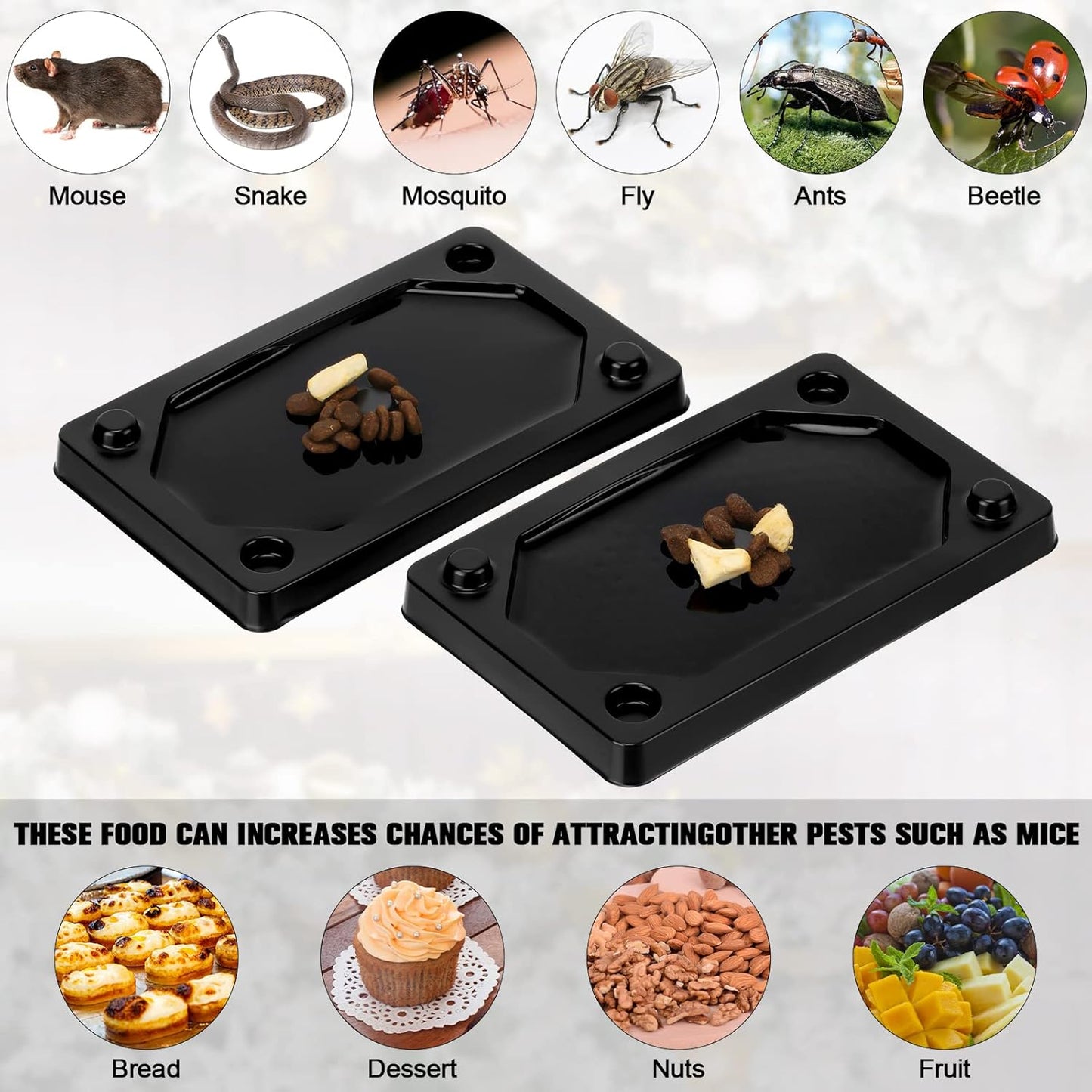 Qualirey 32 Pieces Mouse and Insect Glue Traps Baited Sticky Plastic Boards for House Rodents Heavier Adhesive Traps with Nontoxic Glue for Insects, Ready to Use, Pet Children Safe